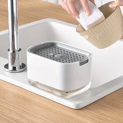Kitchen Soap Dispenser Set Hand Wash Soap Box with Tray, Sponge Holder Rag Holder Organizer for Kitchen Sink Countertop Gadgets