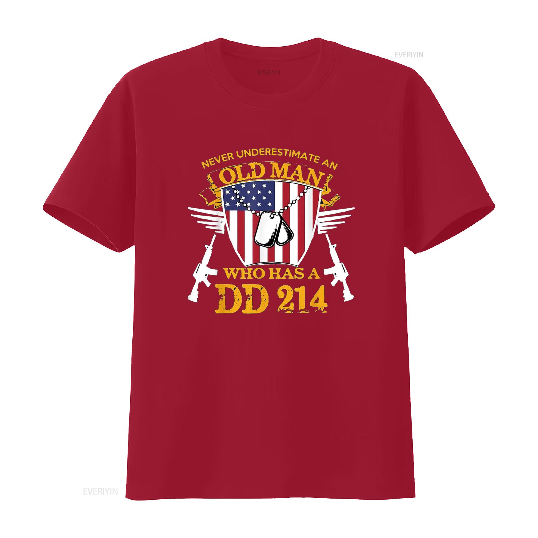 Never Underestimate An Old Man Who Has a DD 214 Alumni T Shirt vintage Washed Top For Everyday Wear Versatile streetwear S