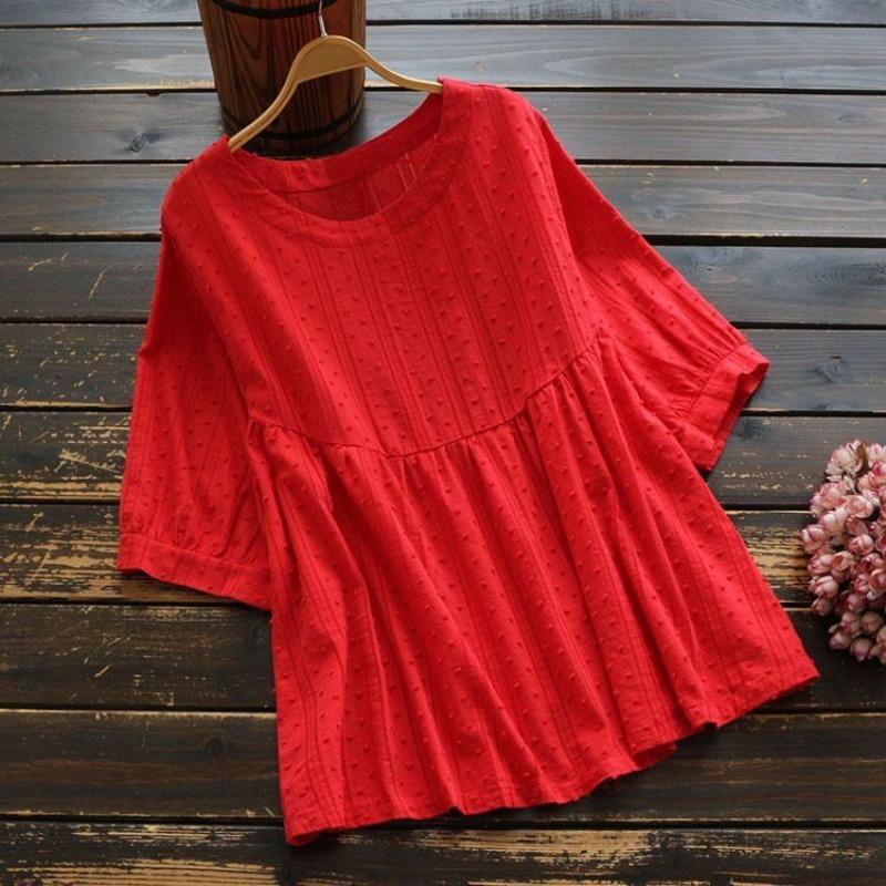 BITCED Women's Fashion Casual Solid Color Print Short Sleeve O-Neck Blouses & Shirts