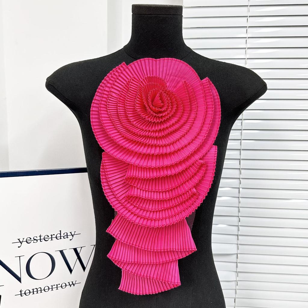 Folded Three-Dimensional Flower Handmade Clothing Dress Diy Decorative Large Flower Corsage Cloth Sticker Accessories