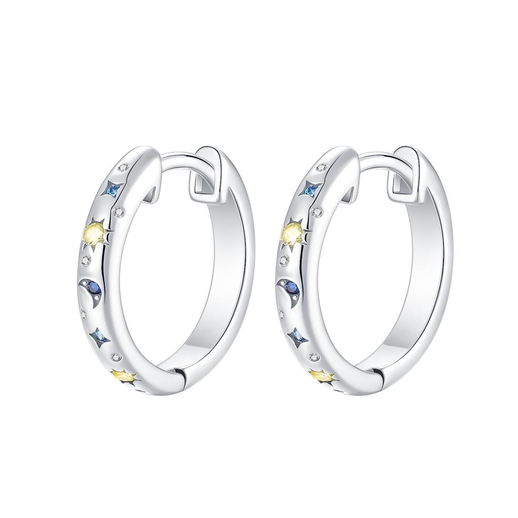 Luxury 925 Silver Pink Bowknot Stud Earrings Diamond Flower Heart Hoop Earrings for Women Sweet Fine Jewelry Gift