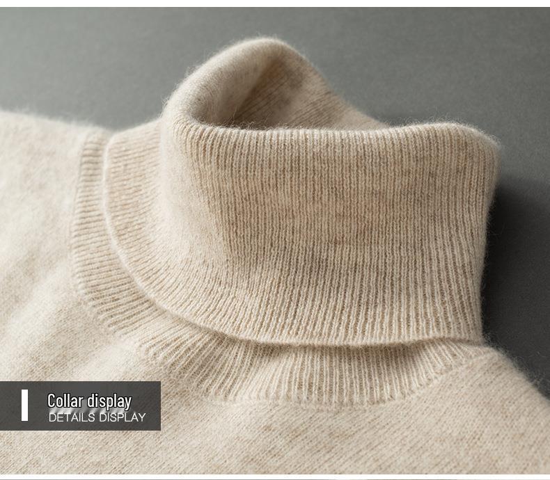 2025 Classic Solid Color Men's High Neck Loose Cashmere Sweater Pullover Knitwear