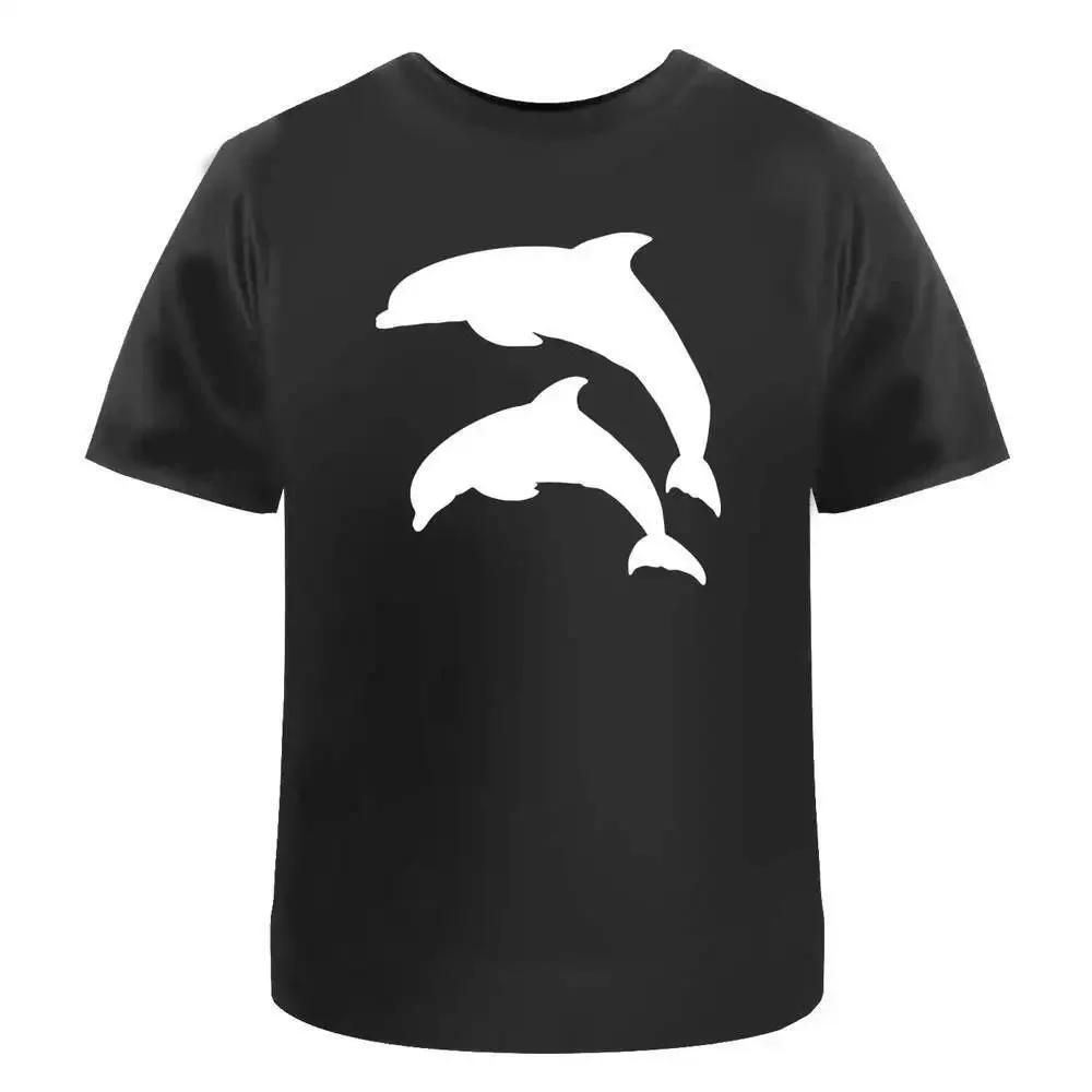 

Dolphins Silhouette Unisexs Womens Cotton T Shirts Graphic Clothing Short Sleeve Vintage Tops Printed Y2K Clothes Classic T Shirt 4XL