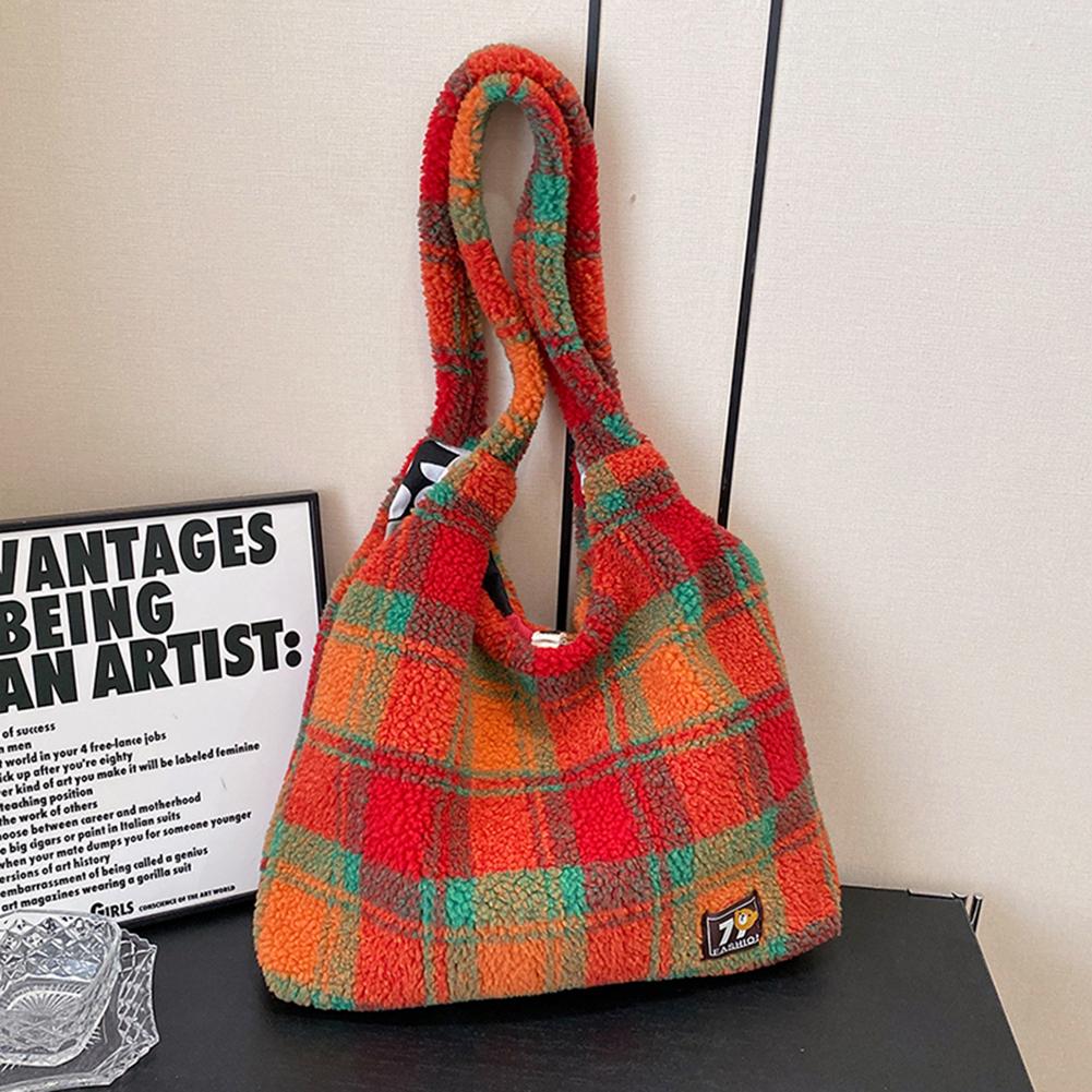 

Жіноча сумка для покупок, побачень, стильна мила пухнаста сумочка з овечої вовни, ретро-плюшева сумка на плече для покупок, робота, щоденне використання, портмоне помаранчевий