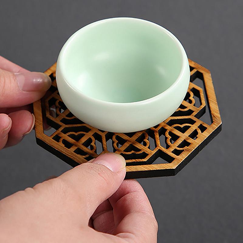 Creative Lotus Flower Drink Coasters Wooden Round Cup Mat Table Mat Tea Coffee Mug Placemat Home Decoration Kitchen Accessories