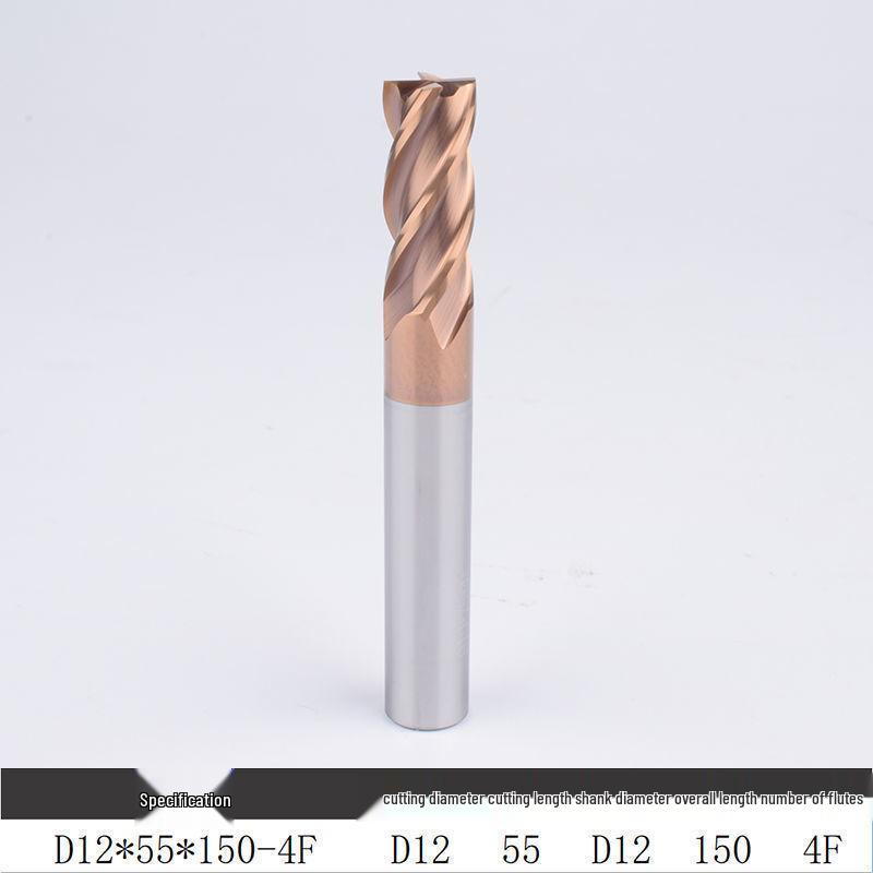 55° Tungsten Steel 4-Flute End Mill, Hard Alloy Coated, CNC Flat Bottom Tool