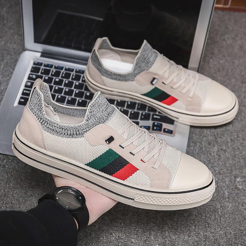 2025 Spring New Low-top Canvas Trendy Shoes Trendy Little White Men's Shoes Breathable and Versatile Casual Sports Low-top Board Shoes