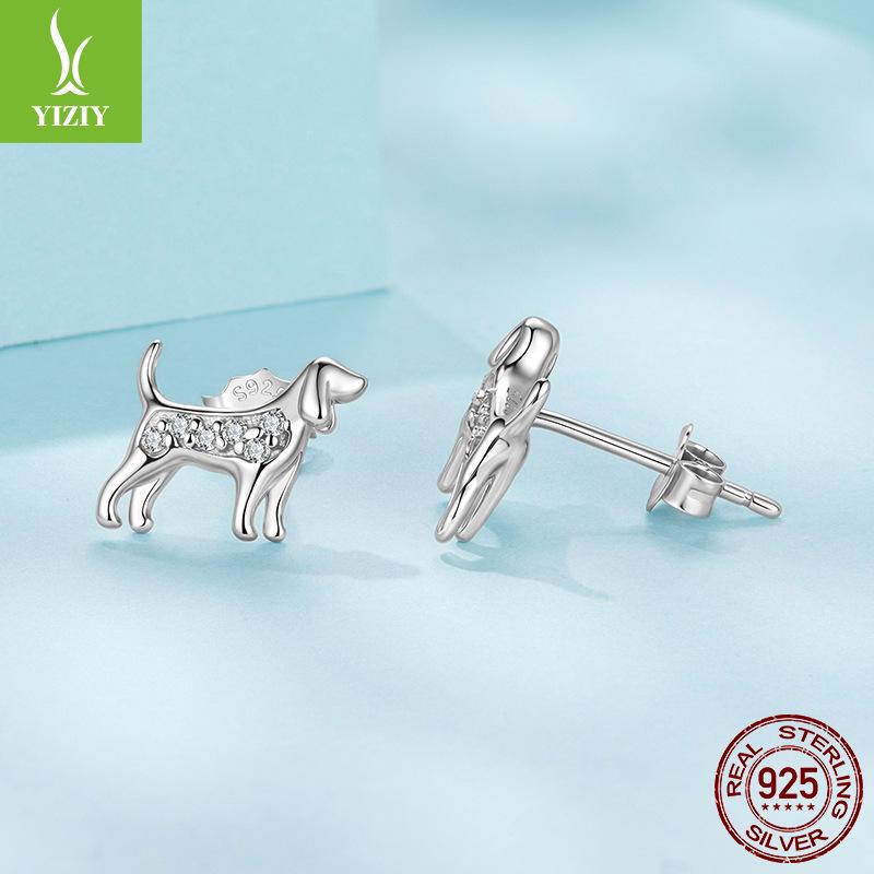 S925 Sterling Silver Golden Retriever Mini Stud Earrings, Exquisite And Cute Little Animal Dog Stud Earrings.