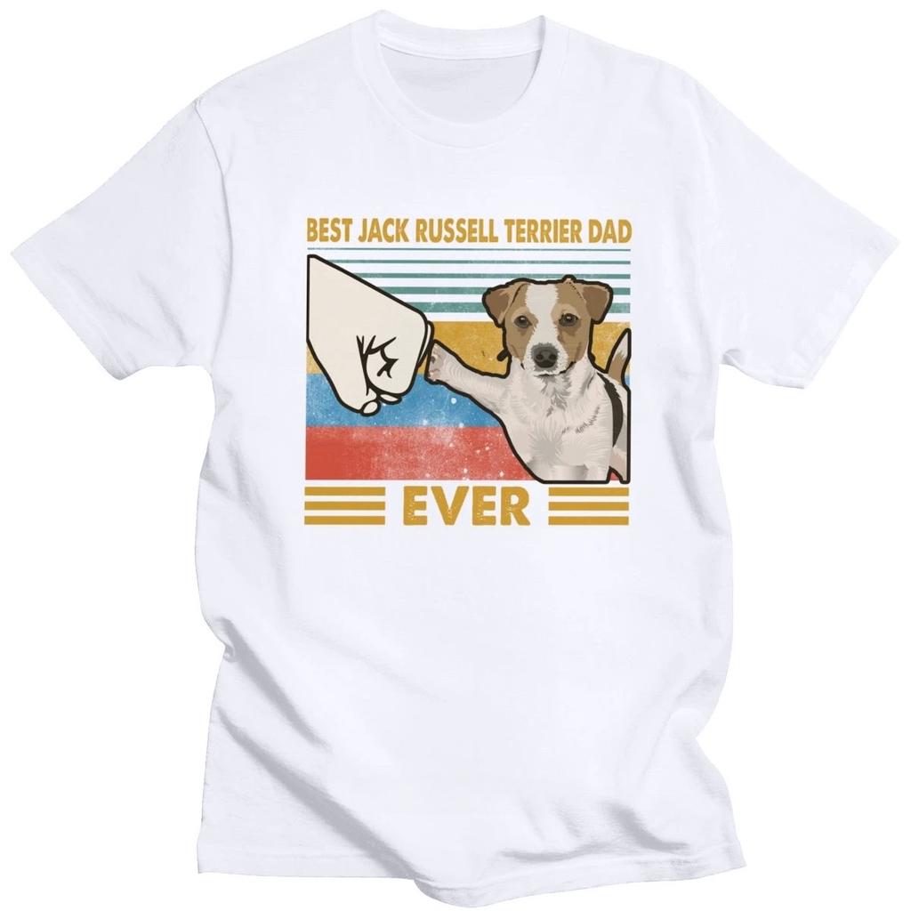 Retro Best Jack Russell Terrier Dad Ever T Shirt for Women Short Sleeve Dog Lover Summer Tshirt Soft Funny Tee Merchandise Gift