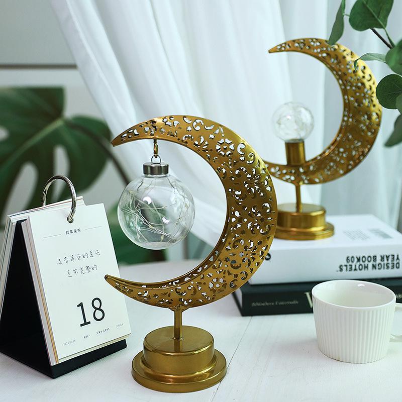 Hohle LED Mondkugel – Dekorative Tischlampe im muslimischen Stil für Schlafzimmer & Feiertage