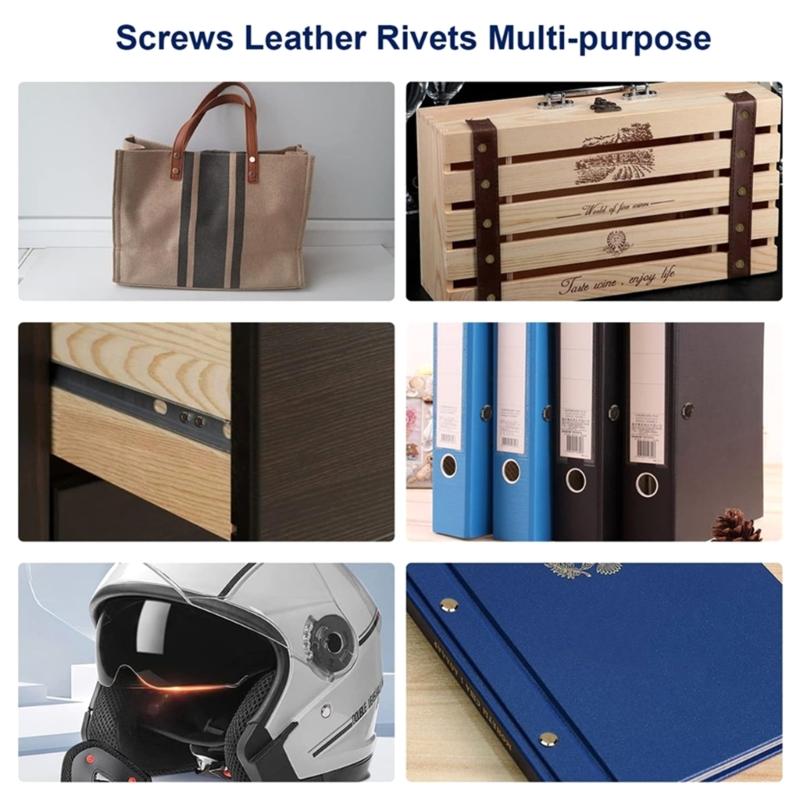 Zestaw 100 sztuk Wszechstronnych Śrub Chicago M5x4mm ze Stopu Cynku Nity do Oprawy Książek do Skórzanych Torebek, Książek i Innych Matowe