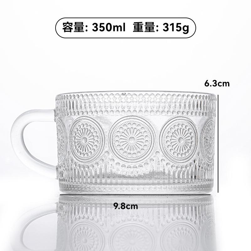 Taza de Desayuno de Vidrio Vintage Transparente Leche Avena Hogar Jugo Avena Tazas de Café con Asa Cristalería Transparente