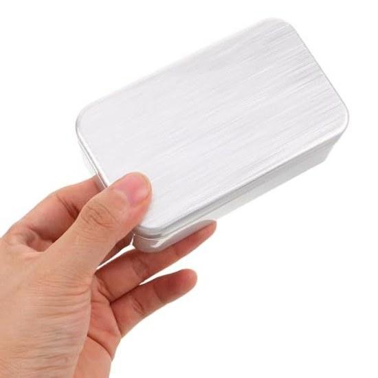 No-brand item 2 pieces Silver golf tee case can square tin storage box lid Ideal organizing small items jewelry Convenient portable organizer travel