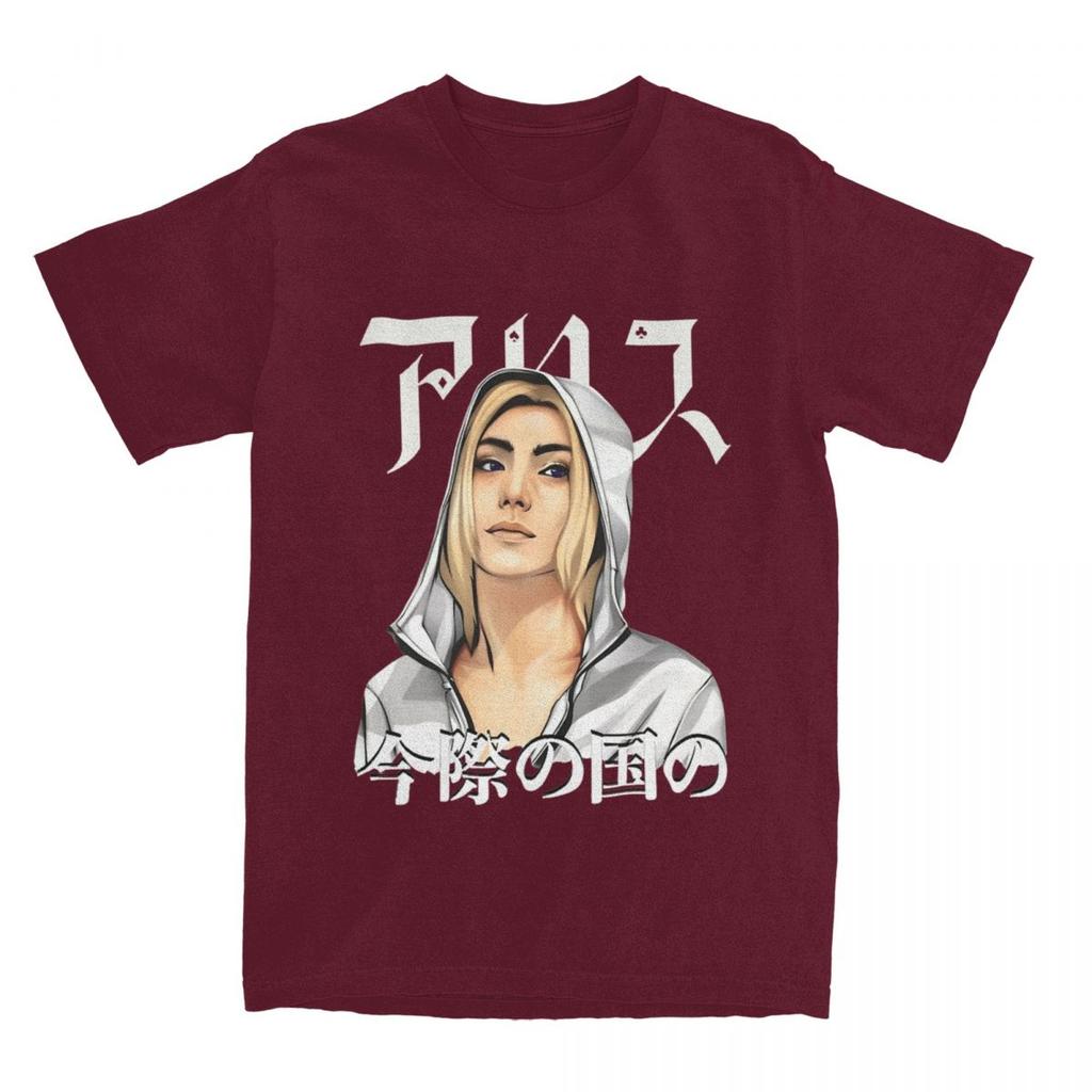 Haikyuu T-Shirt Alice im Borderland 100% Baumwoll-T-Shirts Japanischer Comic Film Neuheit T-Shirt für Männer Strand Kurzarm Kleidung