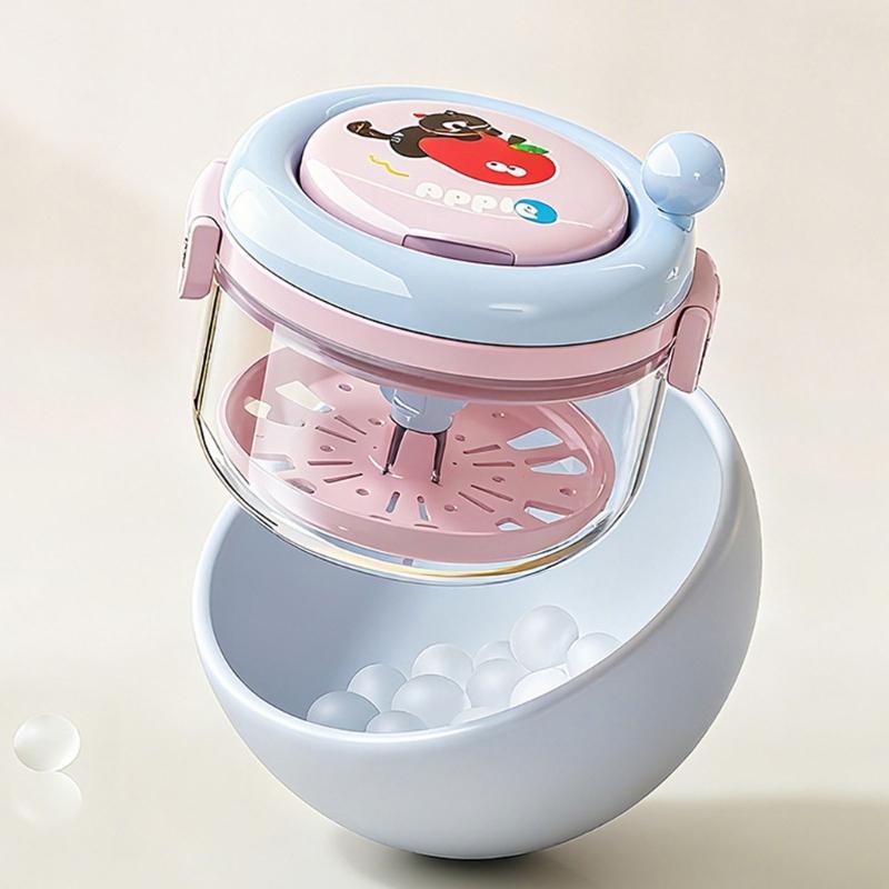 Portable Denture Cleaning Box Featuring Mirror Compartment Hand Cranked Retainer Organizers
