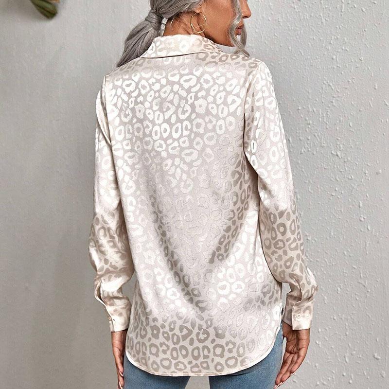 Ladies Elegant Spring Summer French Long Sleeve Jacquard All Match Blouse Shirt Top