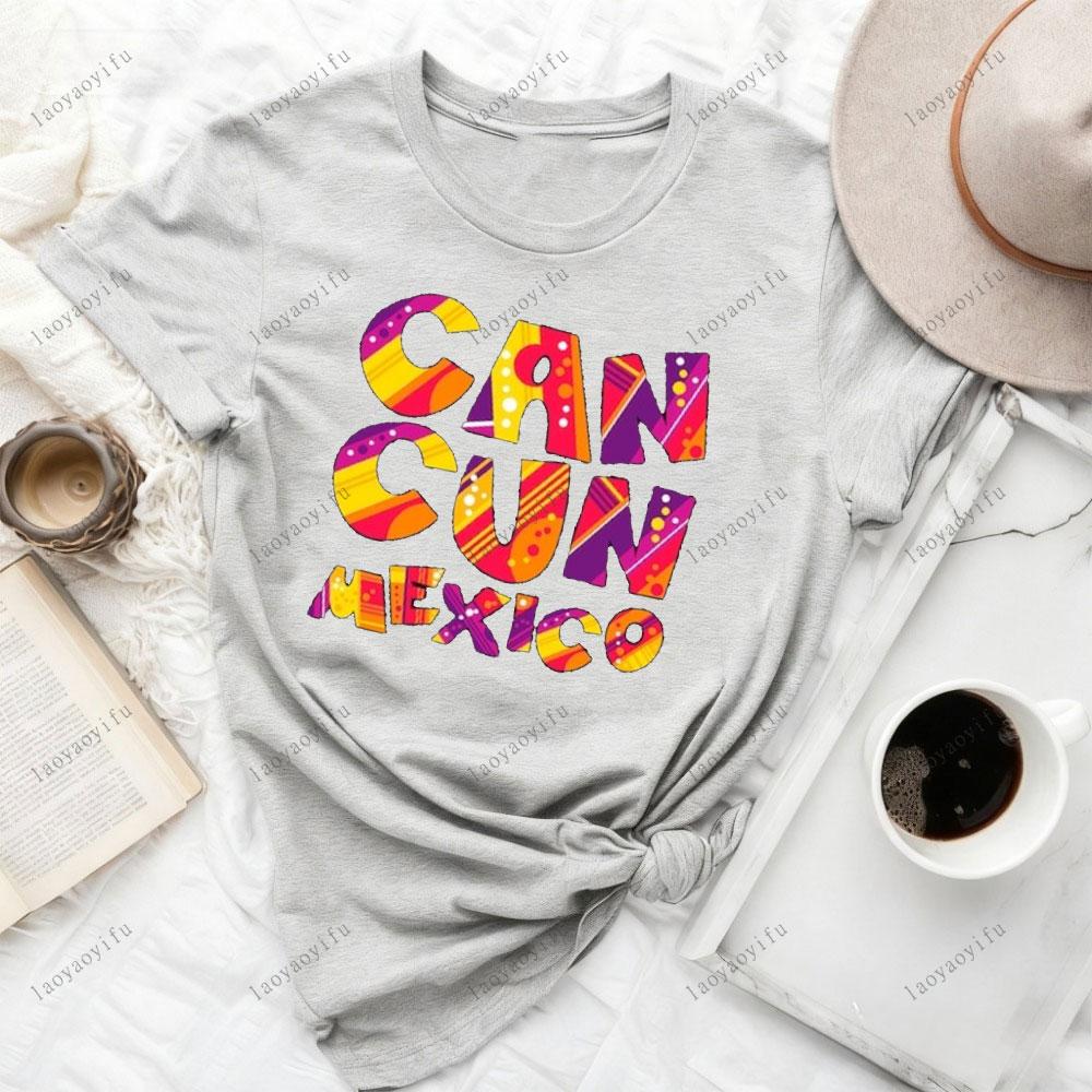Cancun City in Mexico Bound Travel Vacation Holiday Cute Funny Family Friends Cotton TShirt Gift Unisex Travel Souvenirs Tops