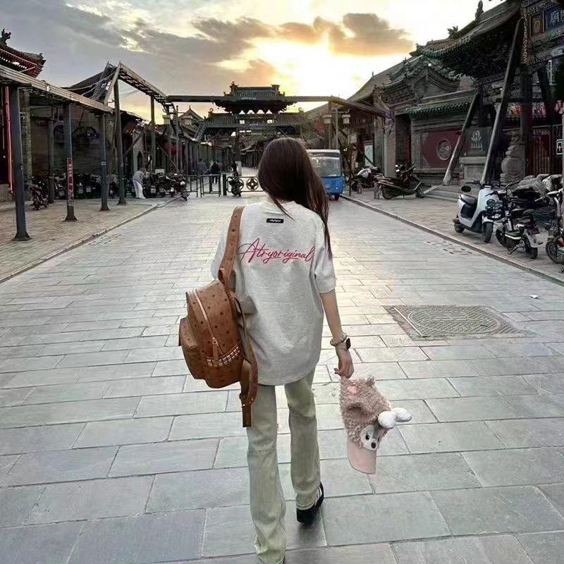 260g Schwergewicht 100% Baumwolle Guochao Amerikanischer Druck Unisex Kurzarm T-Shirt - High Street Locker Lässig