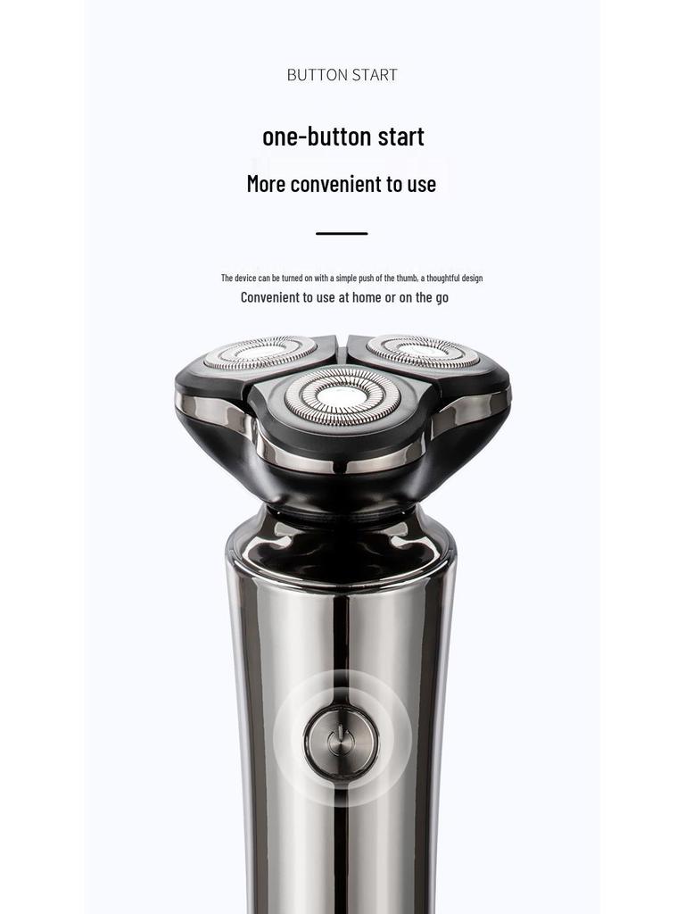 Cross New Men's Rechargeable Electric Shaver: Full Body Washable Rotary Three-Blade Beard Trimmer