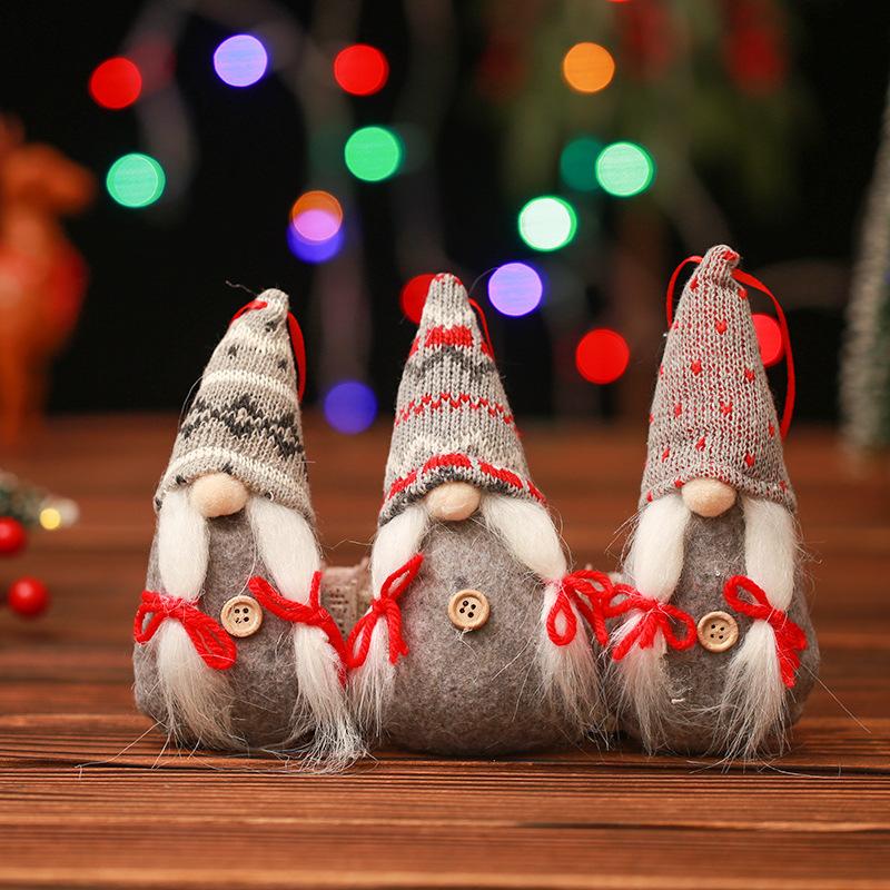 Christmas Decoration Supplies Knitted Santa Claus Doll Christmas Pendant Faceless Doll Christmas Tree Handmade