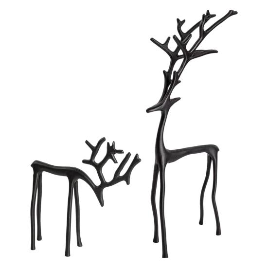 Black Reindeer Christmas Ornament Lightweight Metal Figurine Xmas Decoration Home Table Centerpiece Office Decor