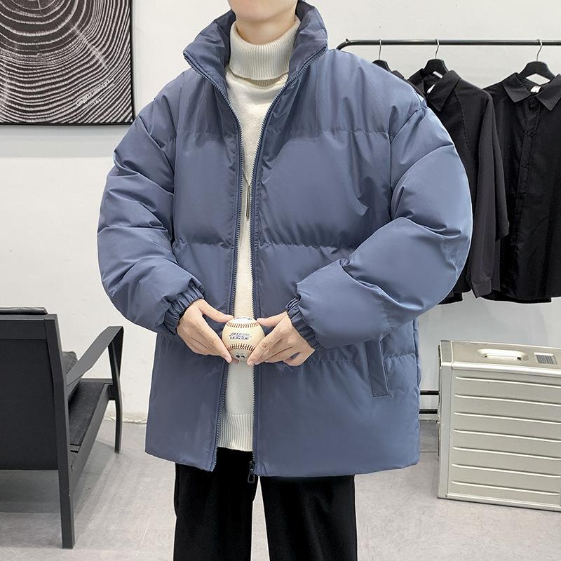 Autumn and Winter New Black Stand-up Collar Piled Thickened Cold-proof and Warm Youth Cotton-padded Clothes