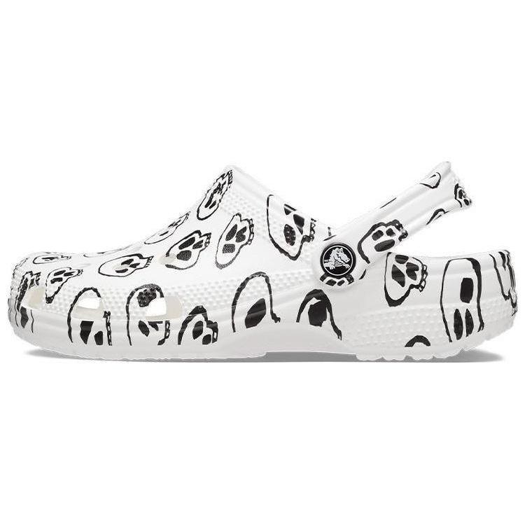 (WMNS) Crocs Classic Skull Print Clogs White Black Women s 208993-103 EU 41-42