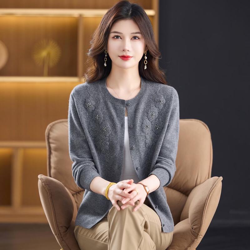 Women's Embroidered Floral Sequin Knit Cardigan