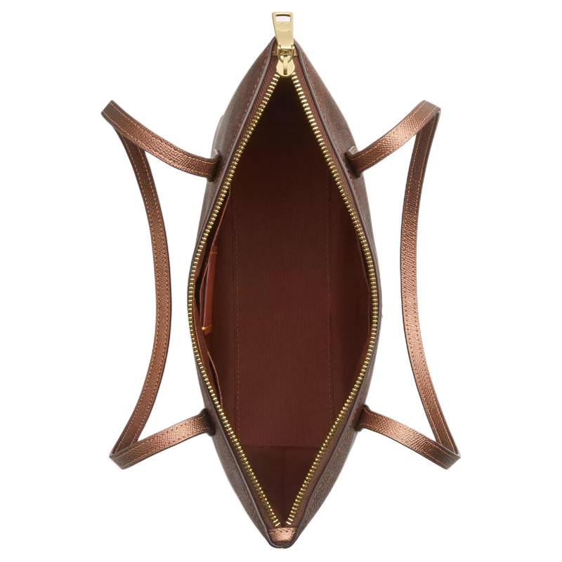 Coach Fiona 24 Gold Logo Tote Bag Shopping Bag Underarm Bag Coated Canvas and Smooth Leather Shoulder Bag Medium Women's Brown