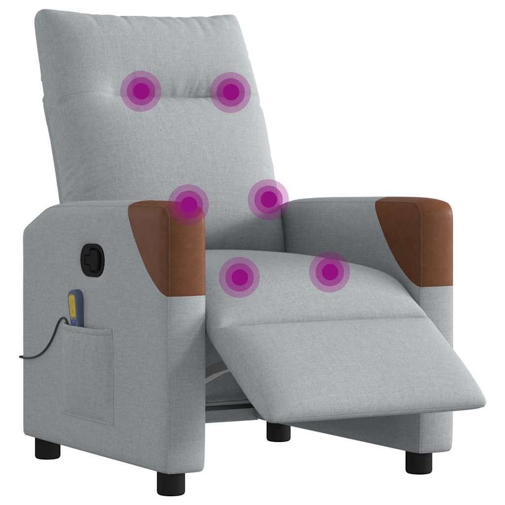 Foldable Massage Armchair, Electric, Light Gray, Fabric