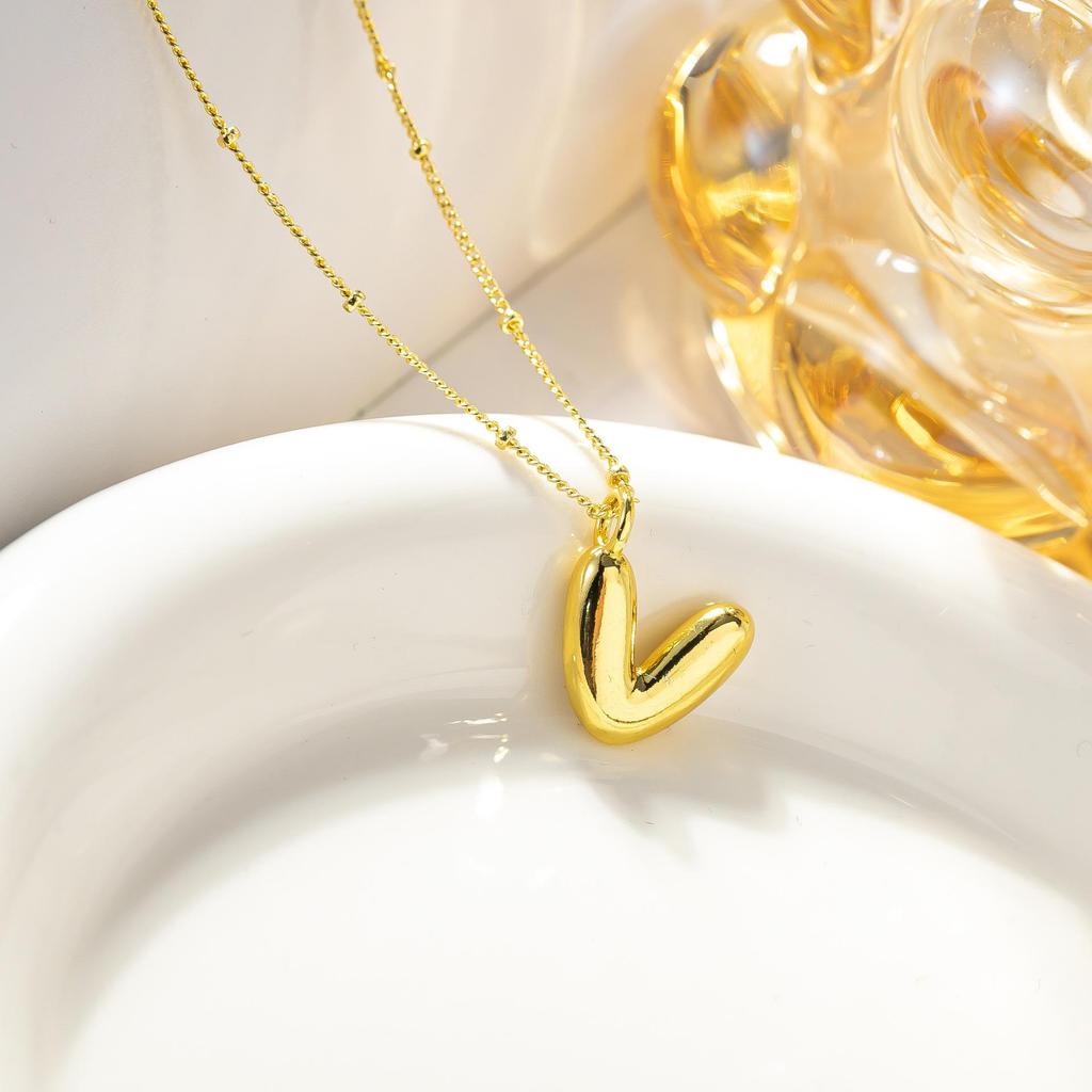 European & American Trendy 18K Gold Plated Cute Balloon Party Letter Necklace