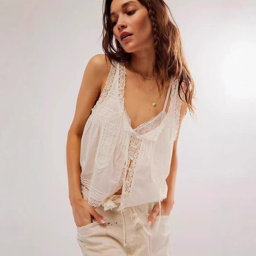 

Women s Slim Fit Lace Trim Tank Top Large