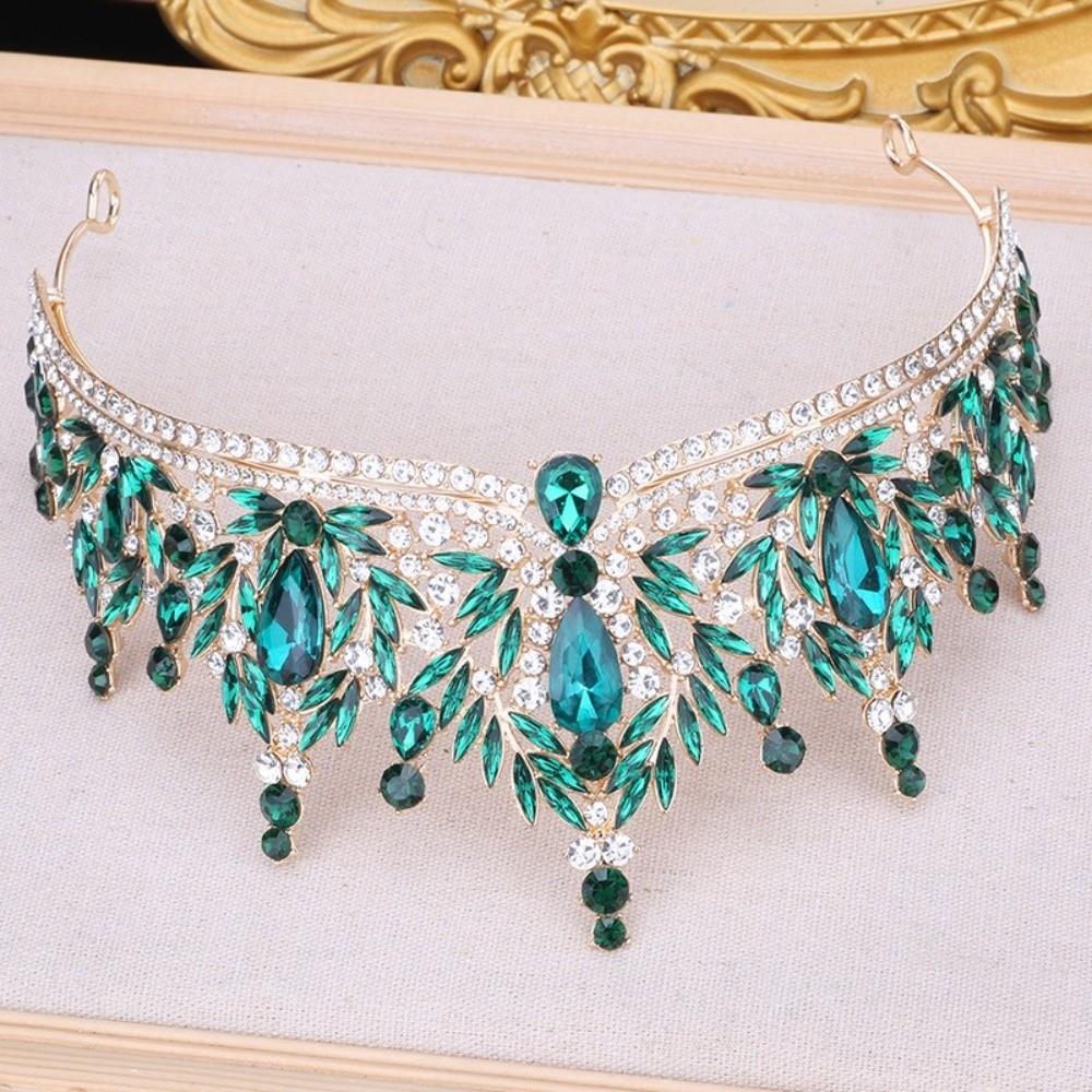 Vintage Rhinestone Queen Princess Crown Baroque Sparkling Bridal Tiaras Water Drop Crystal Headband Hair Jewelry Accessories