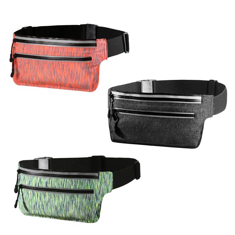 Waist Pack Belt Pouch Waistband Cell Phone Sports Fitness Bag Breathable Reflective Zipper Pocket