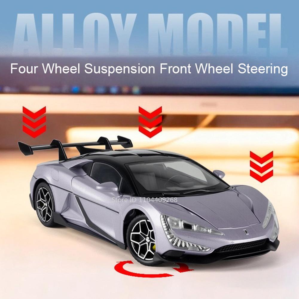 1:24 Scale YANGWANG U9 NIO ES8 Car Model Toy New Energy Vehicles Sound Light Doors Opened Models Collection Gifts for Kids