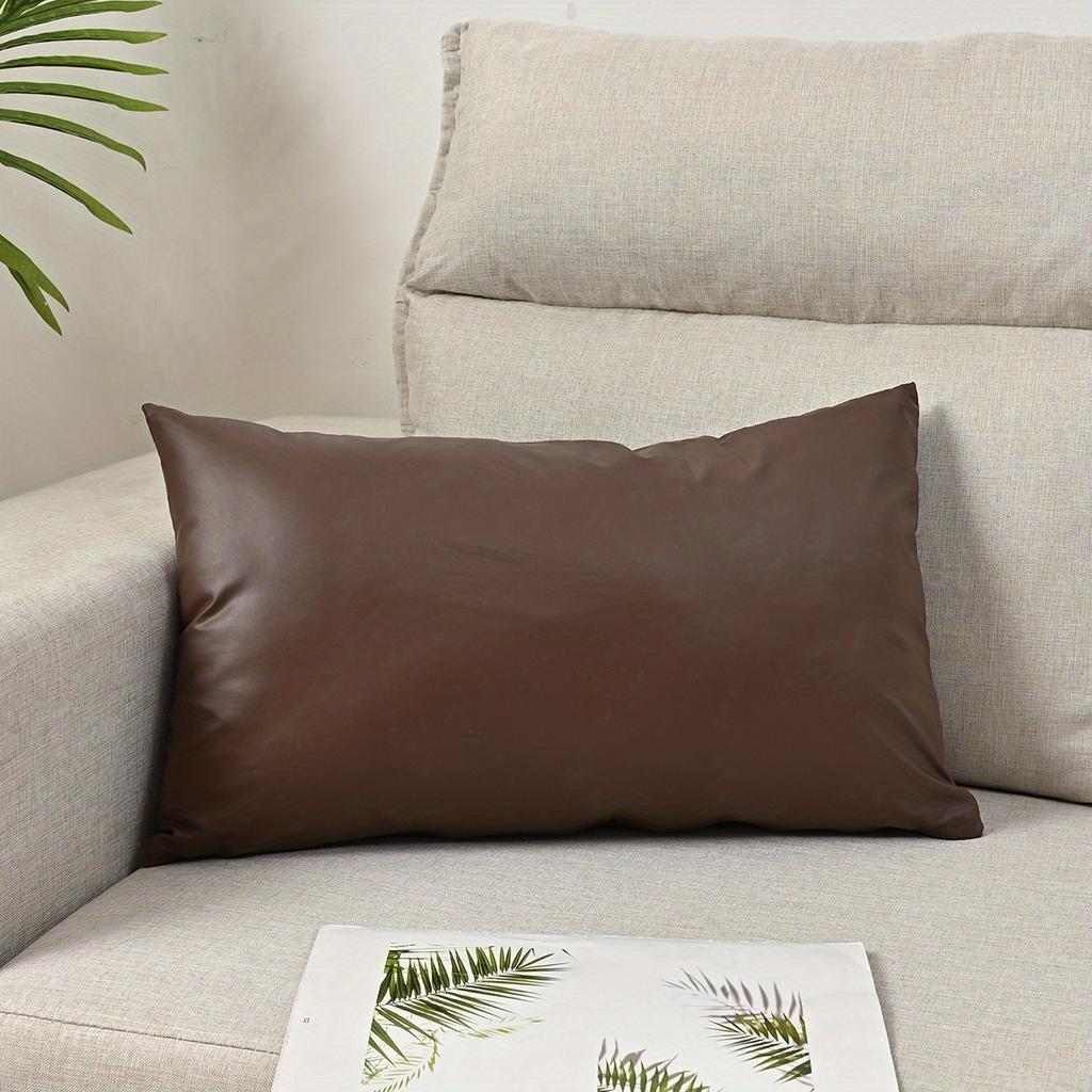 1 Stück Dick Wasserdicht PU Kissenbezug Einfarbig Europäischer Stil Luxus Lendenstützkissen für Sofa Wohnzimmer Büro Dekor