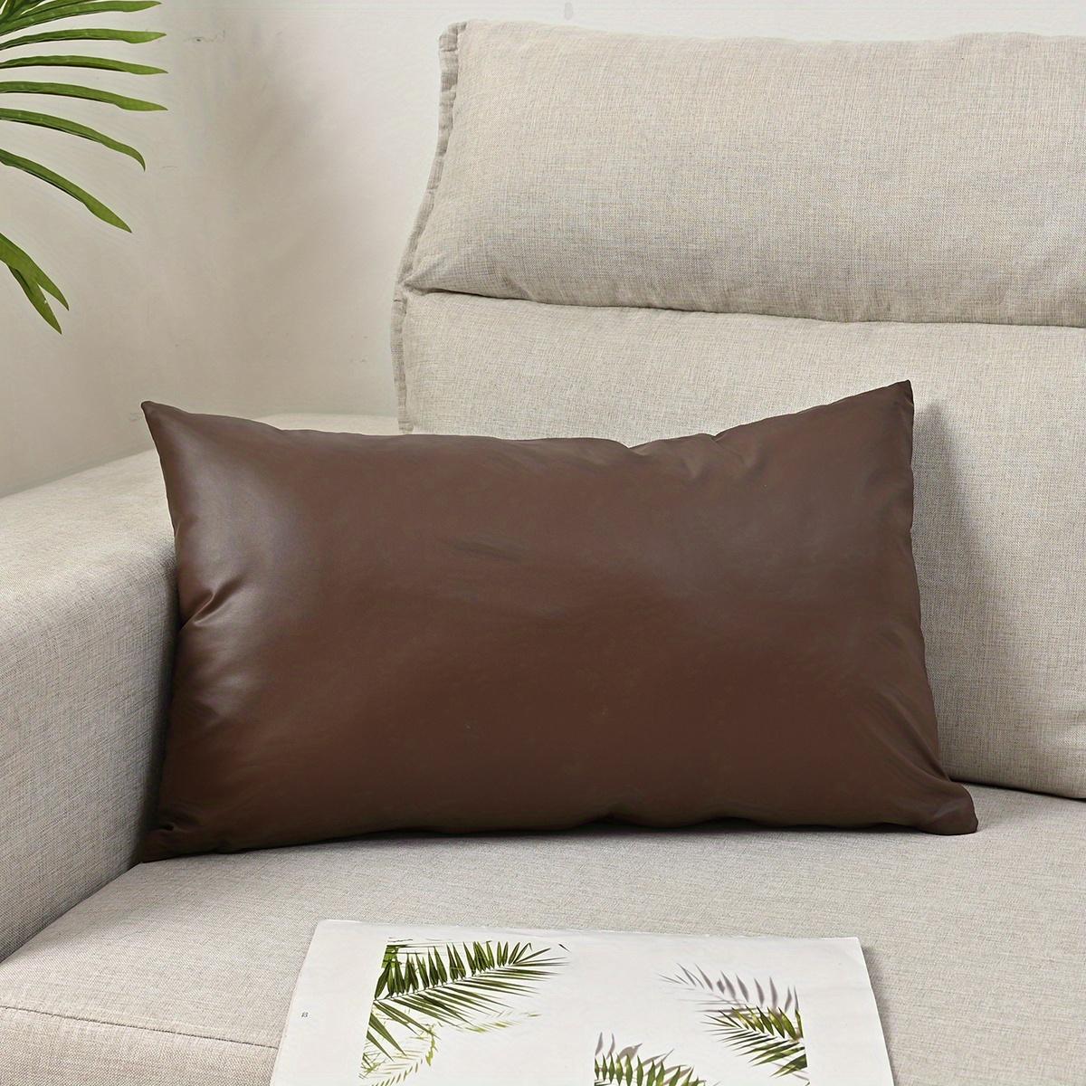 1pc Thick Waterproof PU Pillow Cover Plain Color European Style Luxury Lumbar Support Cushion for Sofa Living Room Office Decor 1181 1969inch 2159₽