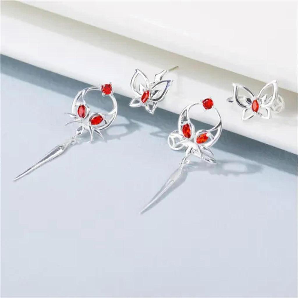 RSAMD 1Pair Anime Irregularity Pendant Ear Stud Women Silver Color Earrings Jewelry-1