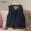 Women's Tencel Round Neck Denim Vest
