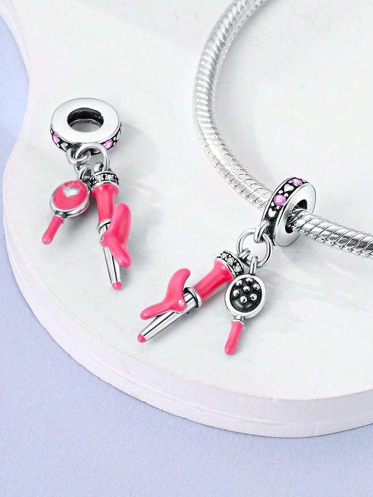 Charms Plata Little Girl Rabbit Bow Beads Charm Copper Plated Fit Charms Copper Original Bracelet For Jewelry Making Diy Charm