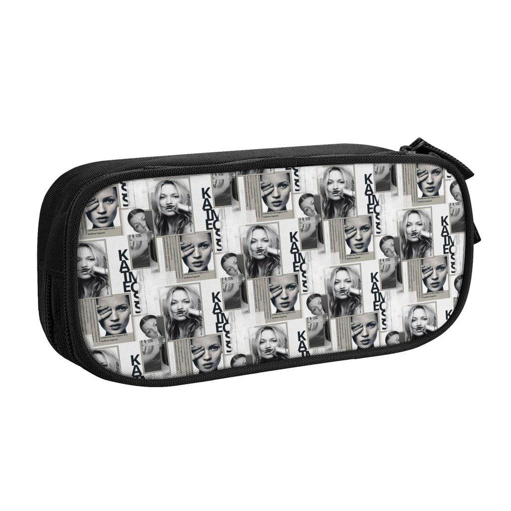 Korean English Model K-Kate M-Moss Pencil Case for Boys Girls Large Capacity Pen Box Bag School Accessories