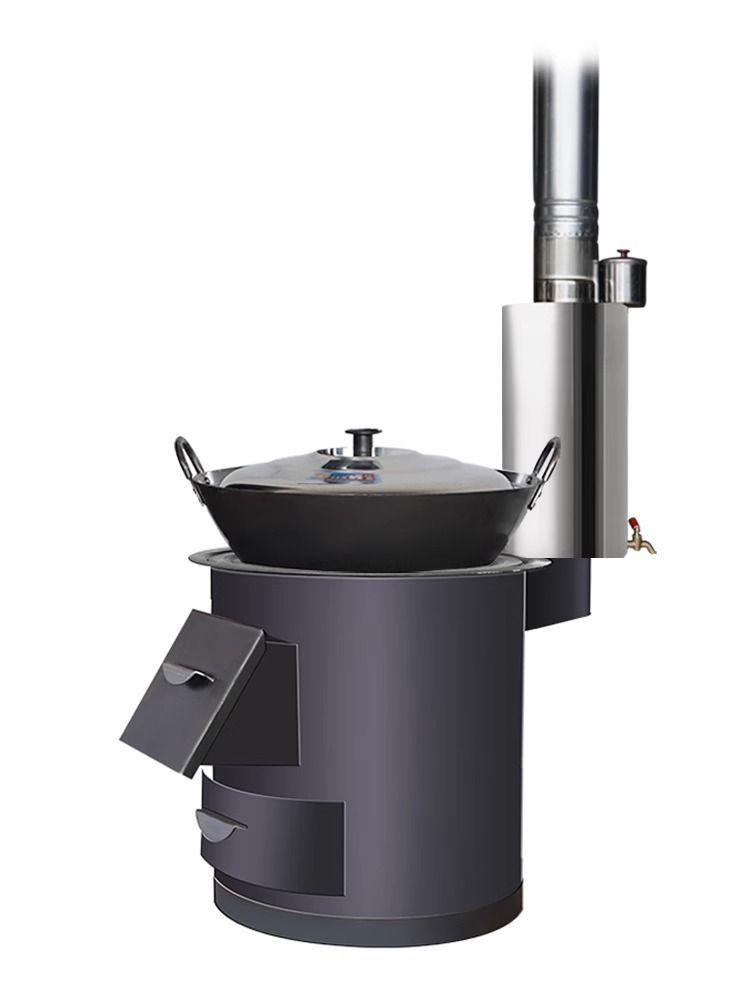 Energy-Saving Portable Indoor Firewood Stove: Smokeless Iron Heating with Big Pot Table for Rural and Courtyard Use.