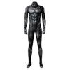 Musta Pantri filmi cosplay jumpsuit koos integreeritud kinnastega Halloweeniks
