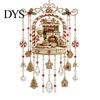 Festive Window Display Christmas Wind Chime with Crystal Bead Chain, Cat Car/Owl Xmas Vintage Train Pendant Pattern Design, Retro Hanging Ornament for