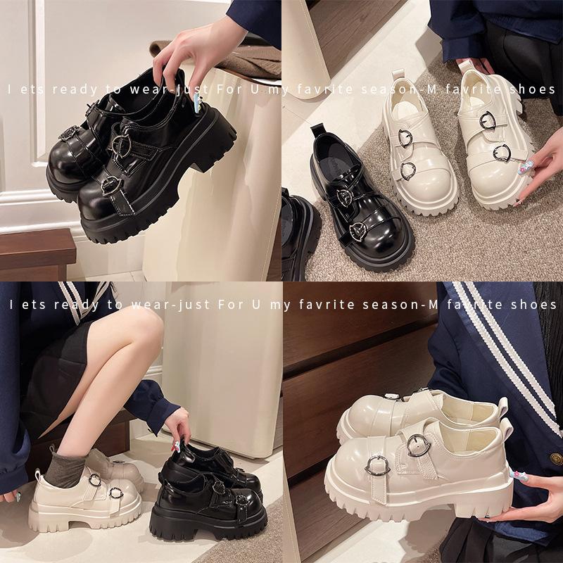 Platform British style small leather shoes women's 2025 summer new heightening black single shoes niche design loafers women's