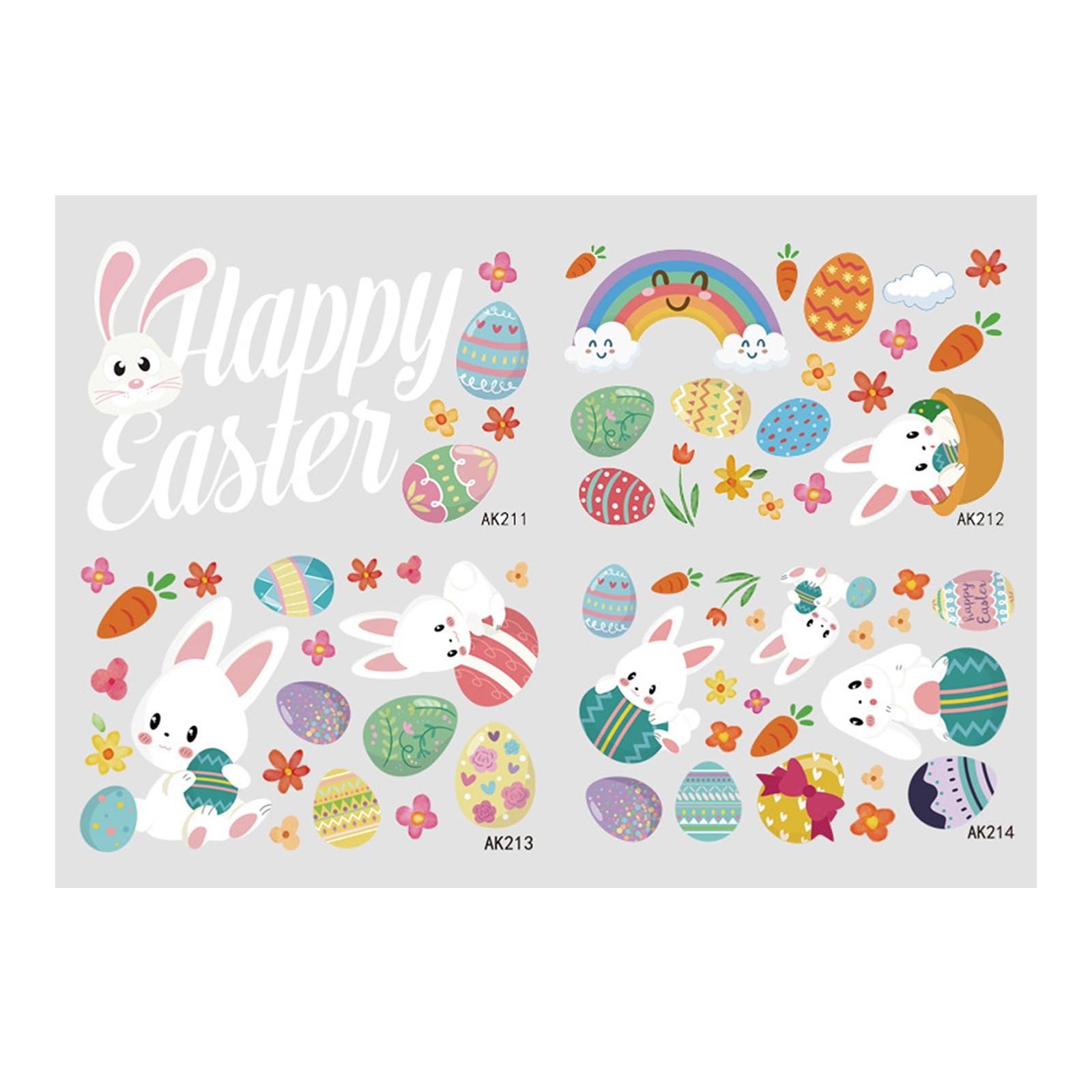 

Мультфільм Пасхальний заєць Яйце Наклейка на вікно Статична наклейка Двостороння видима скляна наклейка Наклейка для прикраси вікна One Size