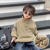 Children's Thick Coral Fleece Pullover Hoodie with Stand-up Collar for Autumn/Winter