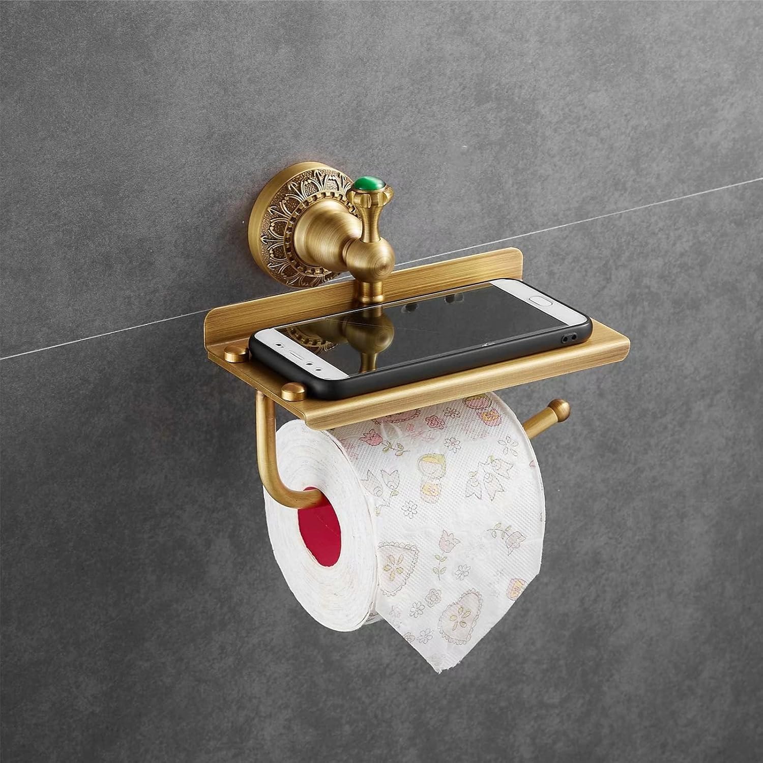 Beelee Bathroom Tissue Holder/Toilet Paper Holder Solid Brass Wall-Mounted Toilet Roll Holder, Toilet Paper Tissue Holder with Mobile Phone Storage