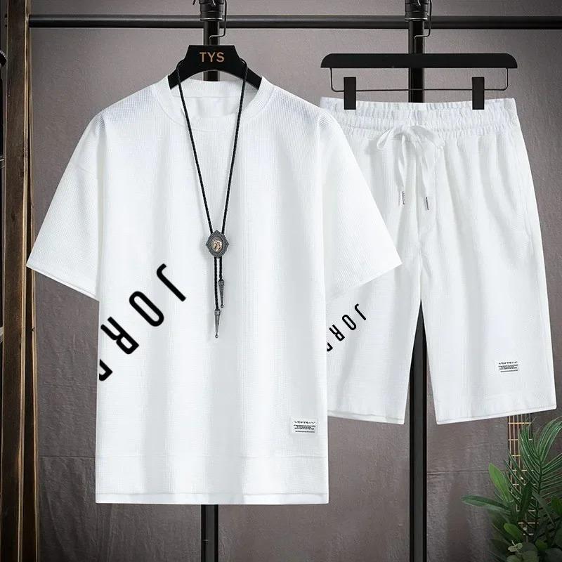Summer T-blood men's short-sleeved shirt and shorts set fashionable casual sportswear personalized street quick-drying men's c
