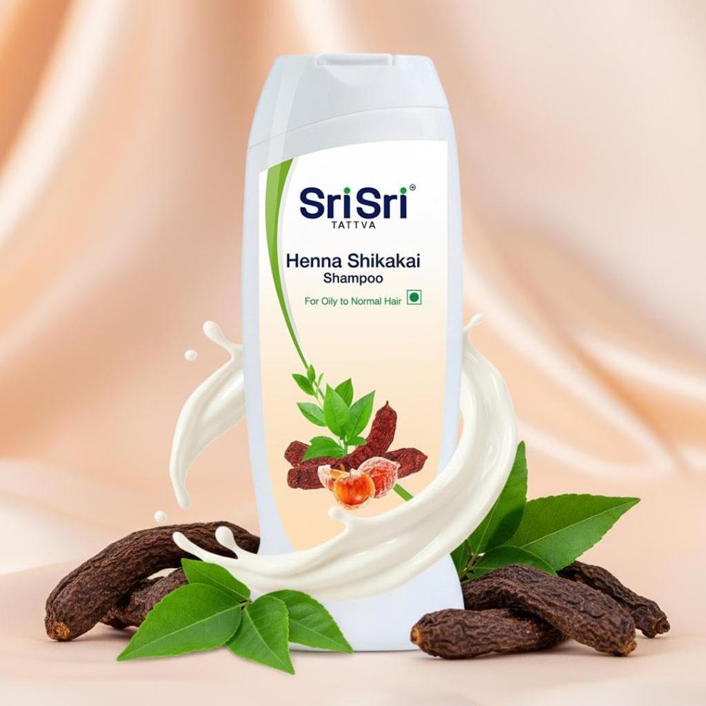 Sri Sri Tattva Henna Shikakai Shampoo 200ml X Pack of 3 – Nourishing, Volumizing, Healthy Shiny Hair for Men & Women